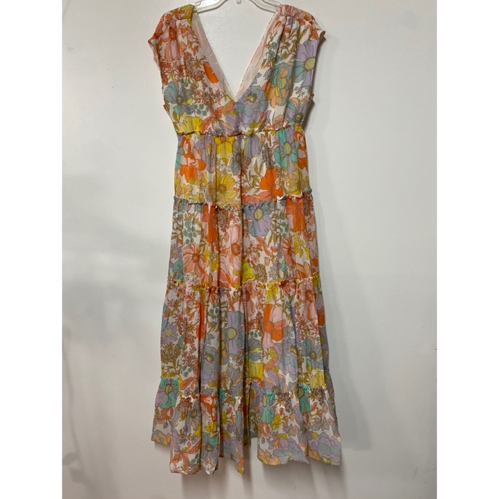 Anthropologie Floral Maxi Dress in Peach, Yellow & Light Blue - Picture 7 of 9